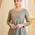 Green silk blend embroidered kurta set