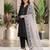 Black silk blend embroidered kurta set