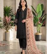 Black silk blend embroidered kurta set