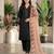 Black silk blend embroidered kurta set