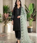 Black silk blend embroidered kurta set