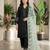 Black silk blend embroidered kurta set