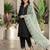 Black silk blend embroidered kurta set