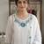 White faux georgette embroidered kurta set