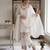 White faux georgette embroidered kurta set