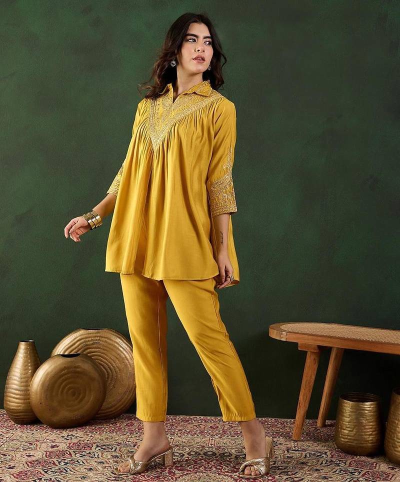 Crushed Crepe Silk Kaftan Set | Luxe Ethnic Wear | Jaipur