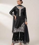 Black crepe embroidered palazzo set