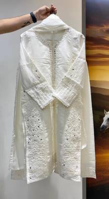 White chanderi embroidered palazzo set 2