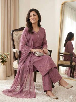 Onion pink chanderi embroidered palazzo set 4