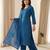 Teal blue chanderi embroidered palazzo set