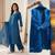 Teal blue chanderi embroidered palazzo set