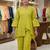 Green cotton embroidered kurta set