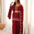 Red silk blend embroidered farshi salwar set