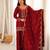 Red silk blend embroidered farshi salwar set