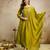 Parrot green designer vichitra silk anarkali suit set
