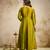 Parrot green designer vichitra silk anarkali suit set