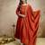 Orange designer vichitra silk anarkali suit set