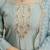 Sea green roman silk embroidered kurti pant set with leriya dupatta