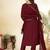 Maroon vichitra embroidered kurti pant set with dupatta