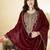 Maroon vichitra embroidered kurti pant set with dupatta