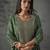 Green vichitra embroidered kurti pant set with dupatta