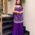Purple chinon embroidered kurti pant set with dupatta