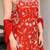Red chinon embroidered kurti pant set with dupatta