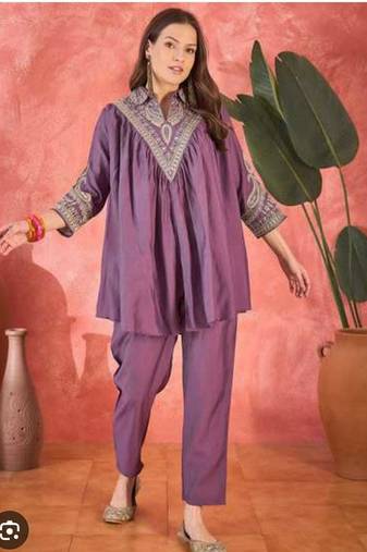 Crushed Crepe Silk Kaftan Set | Luxe Ethnic Wear | Jaipur