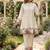 White roman embroidered kurti pant set for women