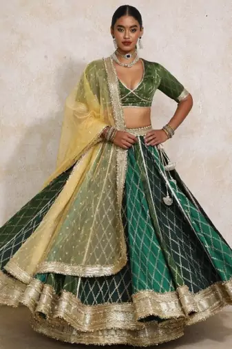 Orange Art Silk Lehenga-Choli Embellished with Zari on Velvet Blouse and Net Dupatta