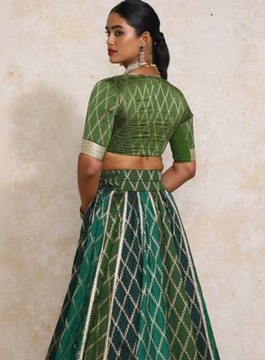 Orange Art Silk Lehenga-Choli Embellished with Zari on Velvet Blouse and Net Dupatta 2