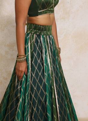 Orange Art Silk Lehenga-Choli Embellished with Zari on Velvet Blouse and Net Dupatta 3