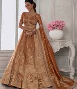 Copper Art Silk Lehenga-Choli with Sequinned Embroidery