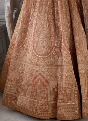 Copper Art Silk Lehenga-Choli with Sequinned Embroidery 4