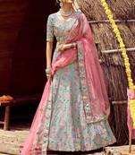 Green Silk Lehenga-Choli with Sequinned Embellishment