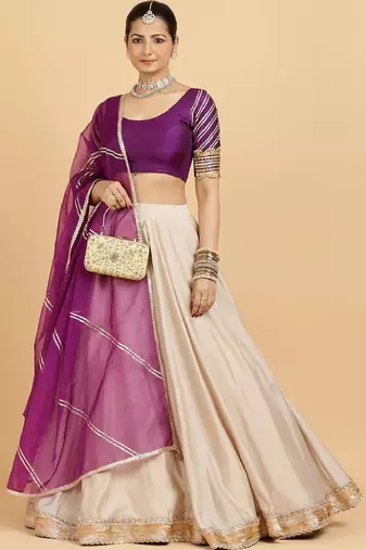 Purple Art Silk Lehenga Choli with Zari Embellishment