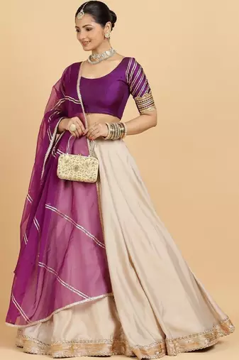 Purple Art Silk Lehenga Choli with Zari Embellishment