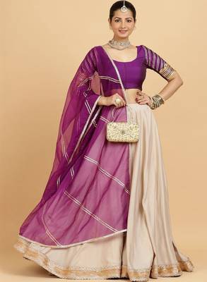 Purple Art Silk Lehenga Choli with Zari Embellishment 3