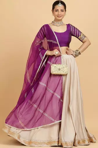 Purple Art Silk Lehenga Choli with Zari Embellishment