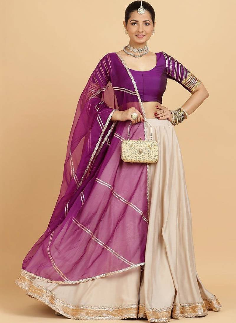 Purple Art Silk Lehenga Choli with Zari Embellishment