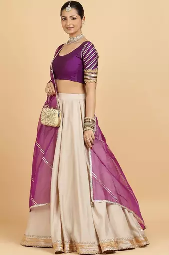 Purple Art Silk Lehenga Choli with Zari Embellishment
