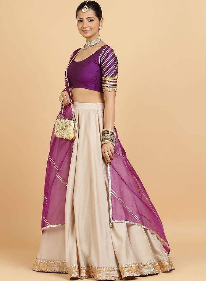 Purple Art Silk Lehenga Choli with Zari Embellishment