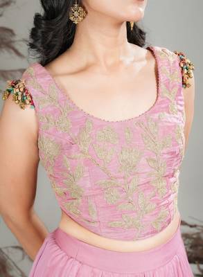 Pink Silk Readymade Lehenga - Thread Work 2