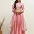 Pink Polyester Lehenga-Choli with Woven Design Sequinned Semi-Stitched Lehenga & Blouse With Dupatta Thread Work