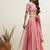 Pink Polyester Lehenga-Choli with Woven Design Sequinned Semi-Stitched Lehenga & Blouse With Dupatta Thread Work