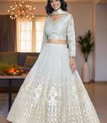 Blue Cotton Lehenga-Choli with Thread Work Embroidery