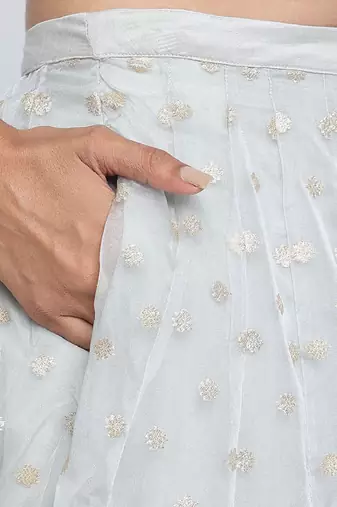 Blue Cotton Lehenga-Choli with Thread Work Embroidery