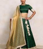 Green Art Silk Readymade Lehenga-Cholis with Zari Embellishment