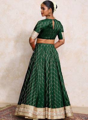 Green Art Silk Readymade Lehenga-Cholis with Zari Embellishment 2