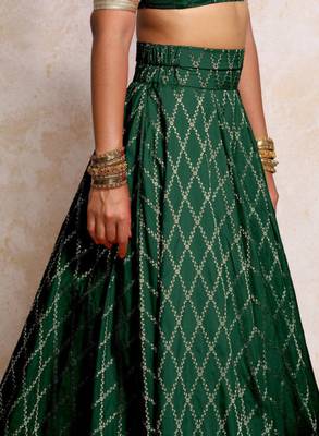 Green Art Silk Readymade Lehenga-Cholis with Zari Embellishment 3